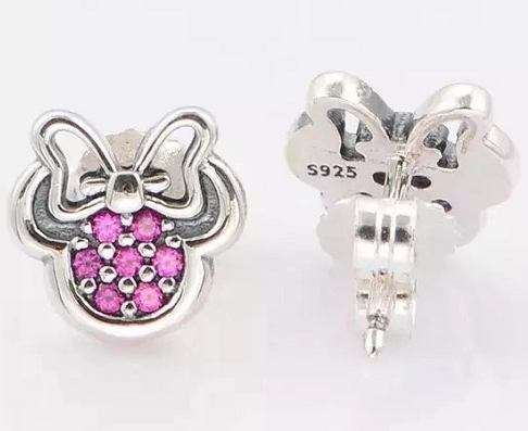 Aretes Pandora Disney Minnie pavé rosa