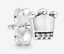 Aretes Pandora corona plata lisa base circonias