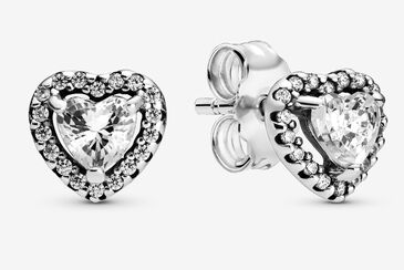 [EH-128] Aretes Pandora Corazón Halo Circonias Plata