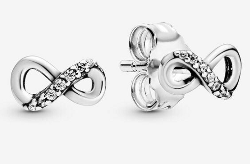 Aretes Pandora Infinito Mitad Pavé Plata