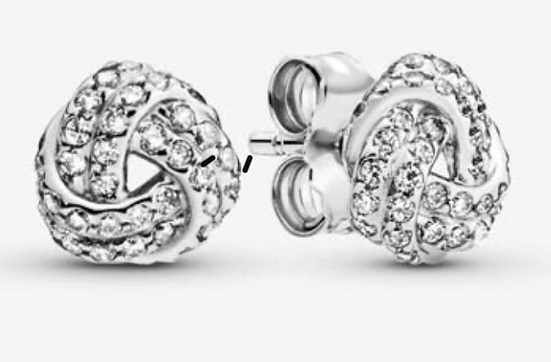 Aretes Pandora Nudo Entrelazado Pavé Plata