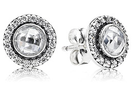 Aretes Pandora Redondo Halo Circonia Facetada