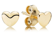 Aretes Pandora Corazón Liso Baño Dorado