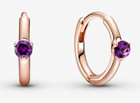 Aretes Pandora Aro Circonia Púrpura Oro Rosa