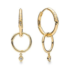 Aretes Pandora Aro Doble Argolla Baño Dorado