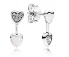 Aretes Pandora Corazón Frontal Pavé y Posterior Liso