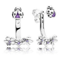 Aretes Pandora Lunares y Colgante Circonias Moradas