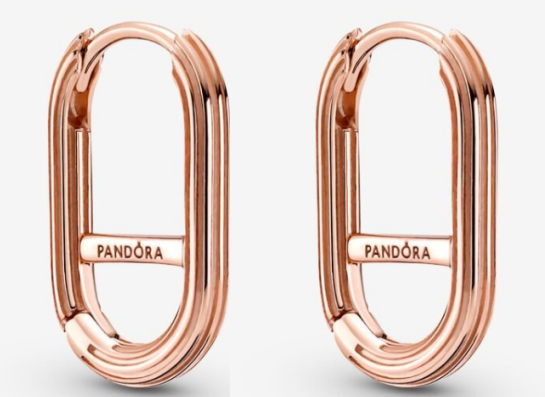 [EH-175] Aretes Pandora Signature Aro Ovalado Oro Rosa