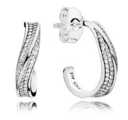 [EH-181] Aretes Pandora Aro Abierto Ondas Pavé