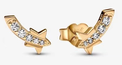 Aretes Pandora Estrella Fugaz Baño Dorado