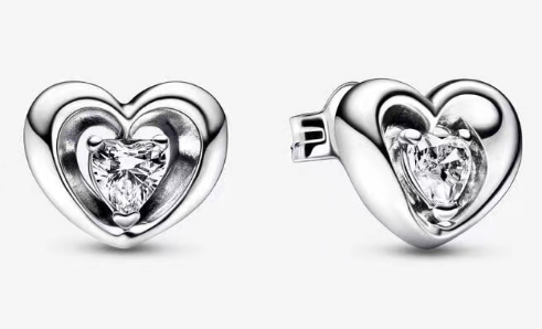Aretes Pandora Corazón Abierto con Circonia Flotante