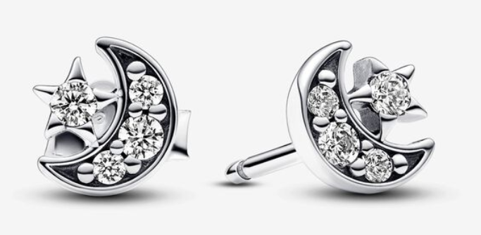 Aretes Pandora luna y estrella circonias