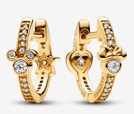 Aretes Pandora Disney Mickey y Minnie dorado
