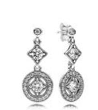 Aretes Pandora colgantes vintage óvalo pavé