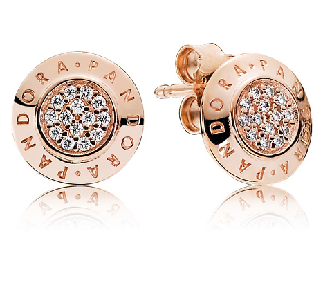 [EH-203] Aretes Pandora Signature logo pavé oro rosa
