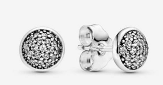 Aretes Pandora botón cúpula pavé plata