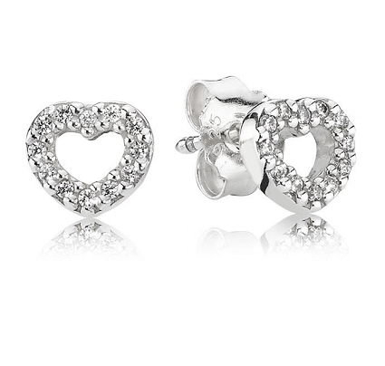 Aretes Pandora corazón pavé ancho