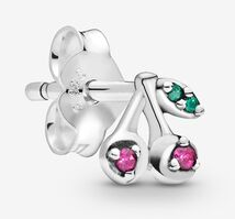 Aretes Pandora cerezas circonias rojas y verde