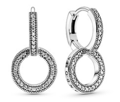 Aretes Pandora aro con círculo colgante pavé