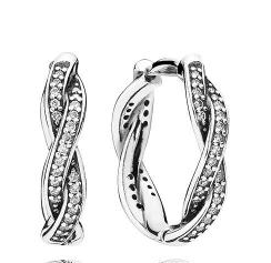Aretes Pandora aro trenzado plata con circonias
