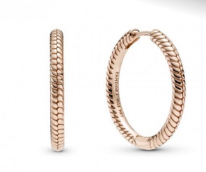 Aretes Pandora aro textura cable baño oro rosa
