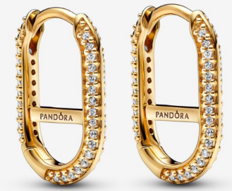 Aretes Pandora aro ovalado Signature pavé dorado