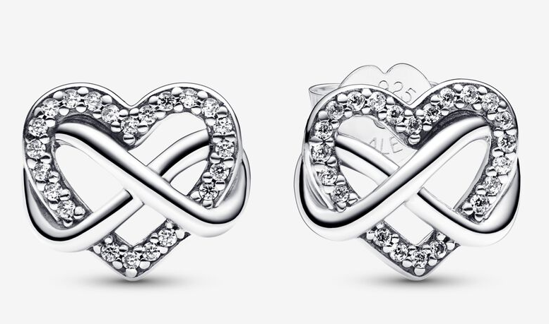 Aretes Pandora corazón infinito pavé circonia