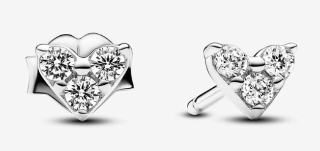 Aretes Pandora corazón trío de circonias
