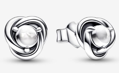 Aretes Pandora Nudo Eterno Perla Blanca