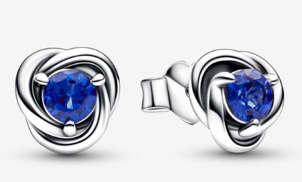 Aretes Pandora Nudo Circonia Azul Plata