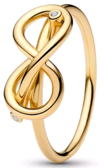 Anillo Pandora símbolo infinito dorado