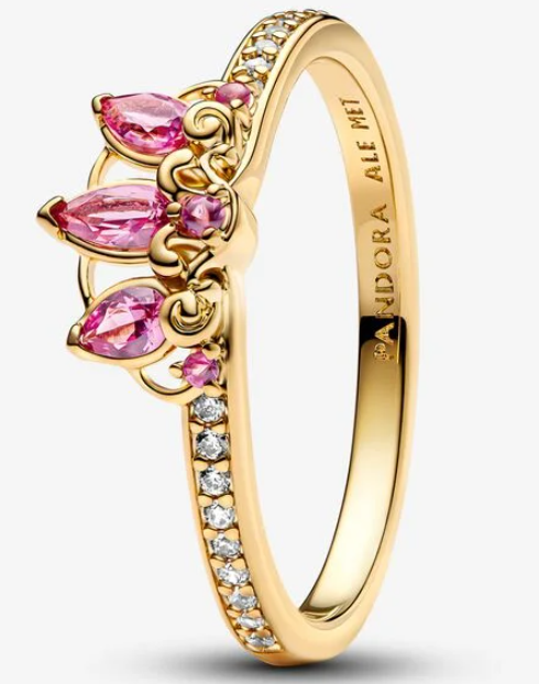 [163651C01] Anillo Pandora tiara circonias rosa dorado