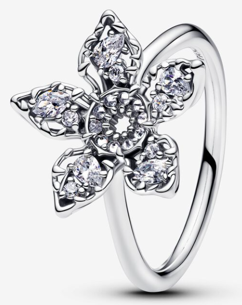 Anillo Pandora flor cinco pétalos circonias marquesa