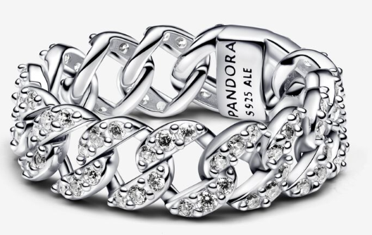 Anillo Pandora cadena eslabones con pavé