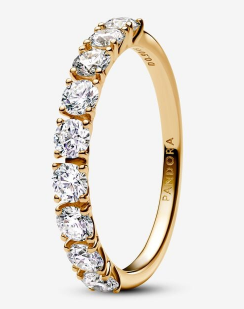 [153482C01] Anillo Pandora alianza pavé graduada dorada