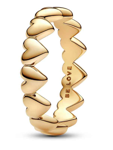 Anillo Pandora corazones Be Love dorado