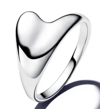 [192940C00] Anillo Pandora corazón liso asimétrico plata