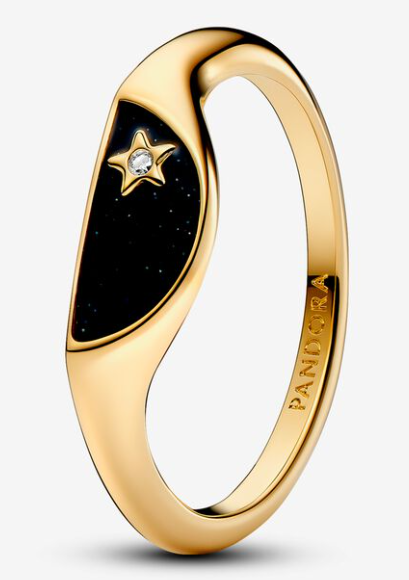 Anillo Pandora estrella cielo nocturno esmalte