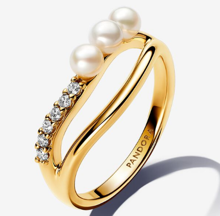 Anillo Pandora racimo de perlas con pavé