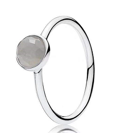 Anillo Pandora gota cristal gris plata