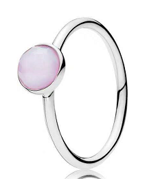 Anillo Pandora cabujón rosa gota plata