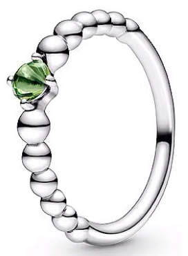 Anillo Pandora Banda Bolitas Corazón Verde