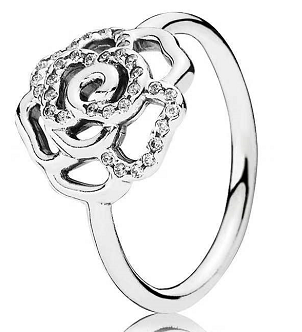 Anillo Rosa Calada Pavé Plata