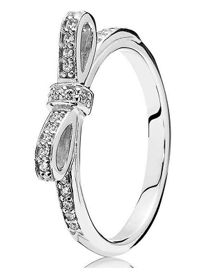 Anillo Pandora moño pavé plata