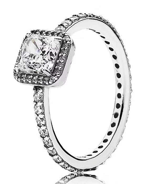 Anillo Pandora Halo Cuadrado Banda Eternity con Circonias