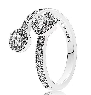 [JZ-28] Anillo Pandora abierto piedras geométricas circonia pavé plata