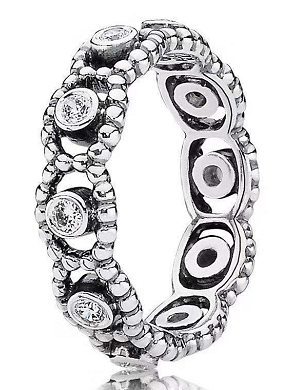 Anillo Pandora cuentas y circonias envejecido plata