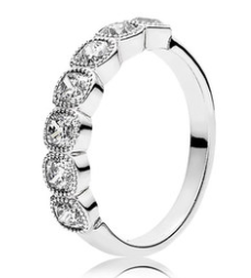 Anillo Pandora media banda marquise vintage plata