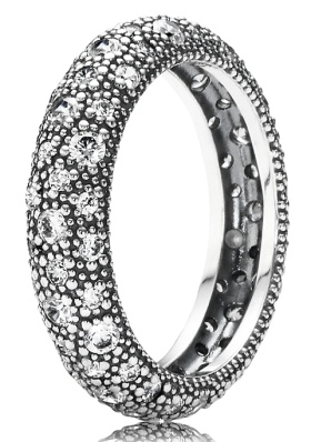 Anillo Pandora Domo Pavé Circonias Acabado Oxidado