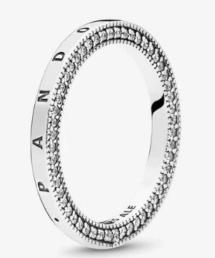 Anillo Pandora Signature Doble Fila Pavé con Logotipo